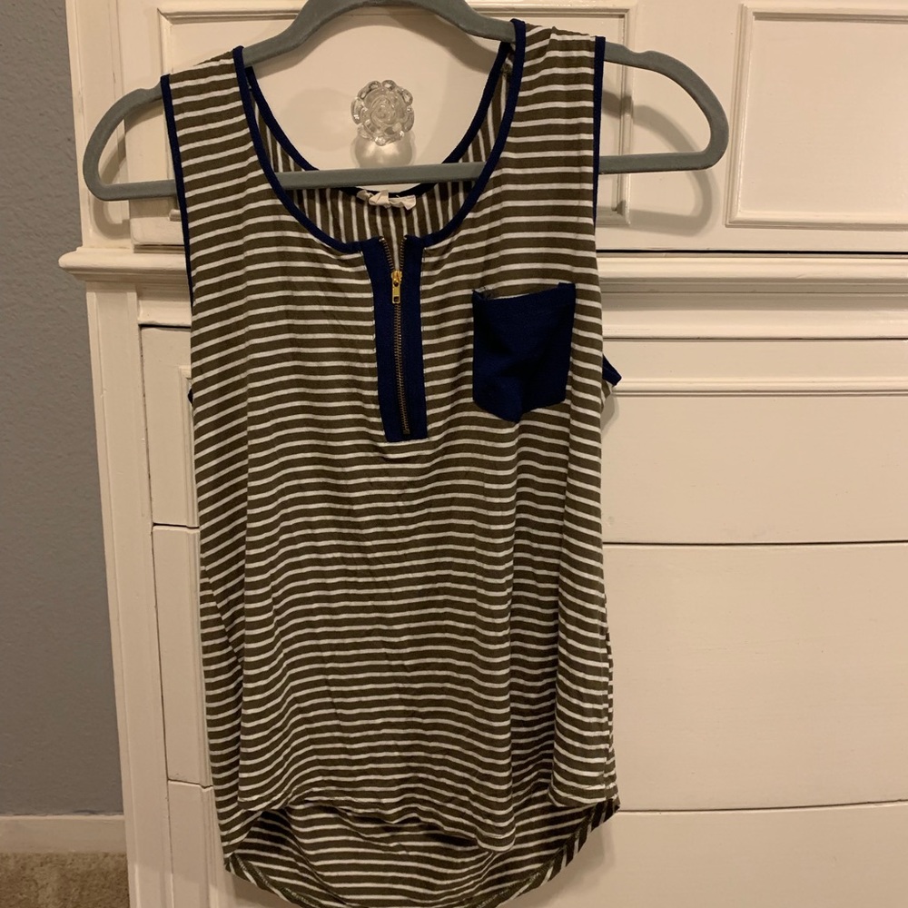 Olive striped tank top